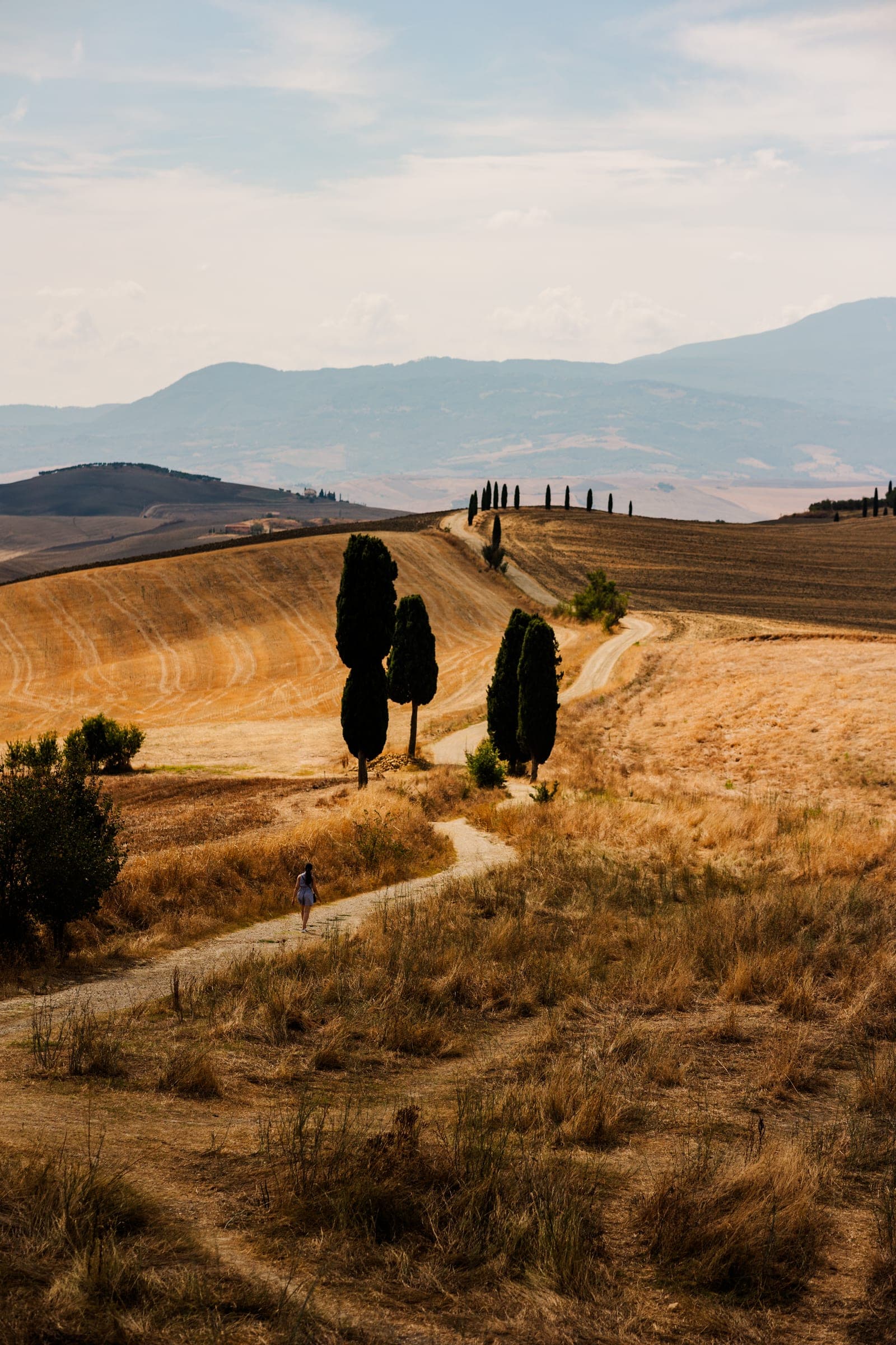 First light over the Val d'Orcia hills in Tuscany